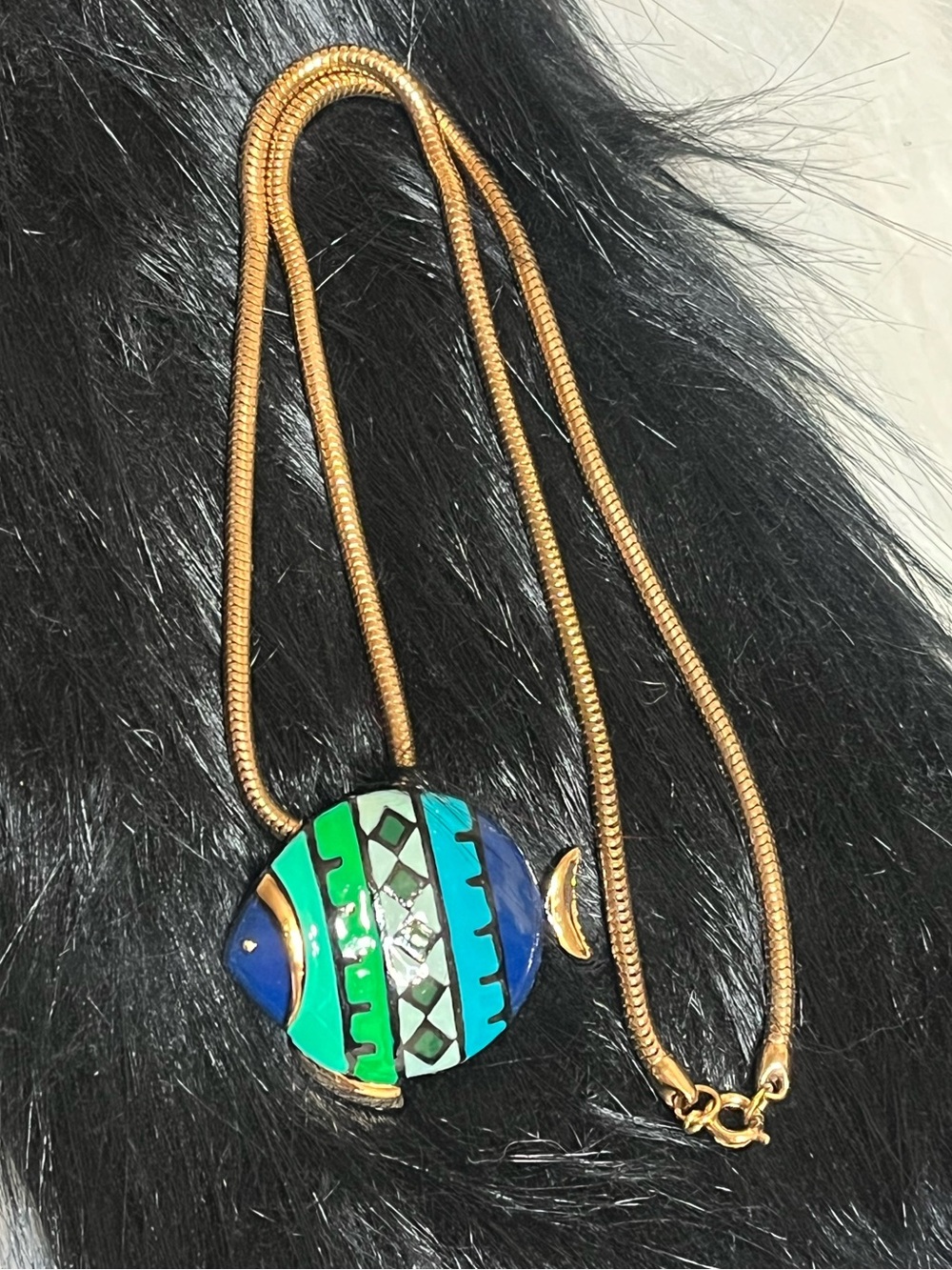 Vintage Eisenberg Fish Brooch Pendant Necklace